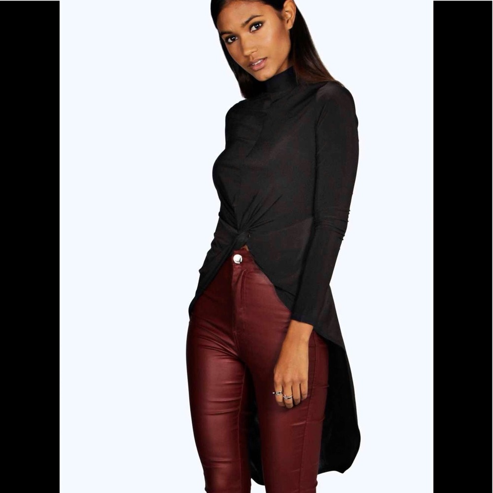 High low mock neck tunic